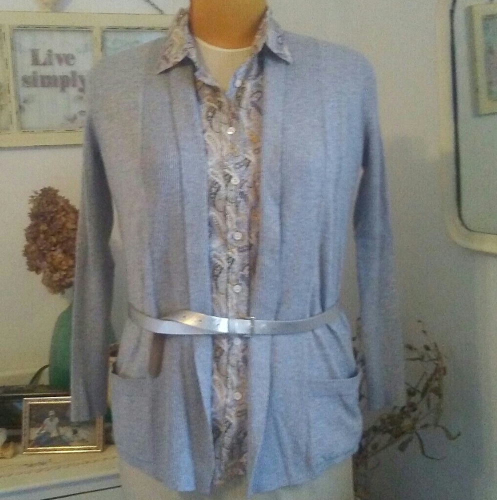 Talbots Classic Fit Open Cardigan in Gray